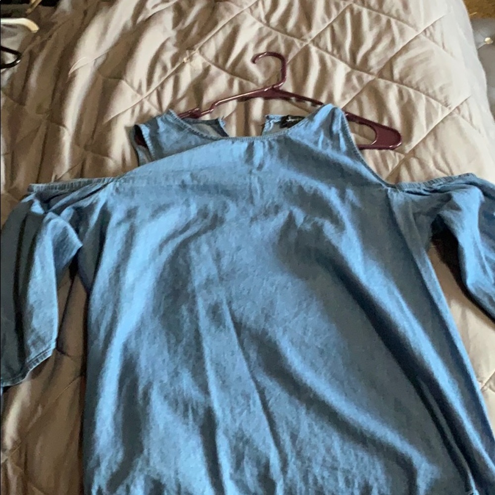 Denim off the shoulder shirt